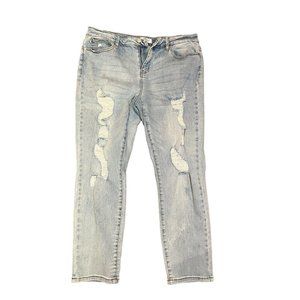 Judy Blue Jeans Womens 15/32 Boyfriend Fit Denim Stretch Distressed Light Faded